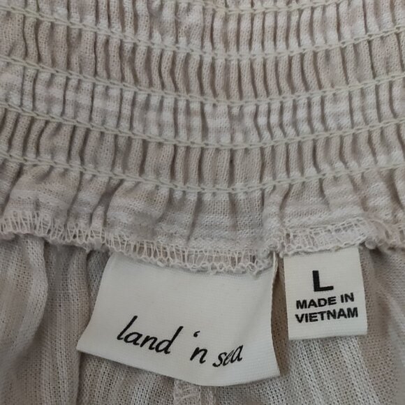 Land 'n Sea Smocked Waist Linen Blend Striped Pants SIZE LARGE - Picture 3 of 6